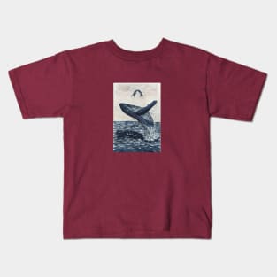 The Mermaid and the Whale Watercolour Painting Kids T-Shirt